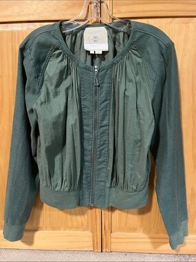 Anthropologie Forest Green Bomber Zip Jacket